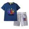 Traje de Verano para Niños y Niñas de Rainbow Friends 2023 Nuevo Conjunto de Dos Piezas de Algodón de Manga Corta y Pantalones Cortos de Dibujos Animados para Niños