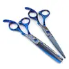 Tijeras de Peluquería Azules Damasco de 6.0 pulgadas, Tijeras para Cortar el Cabello, Tijeras Entresacadoras, Tijeras para Flequillo, Tijeras Entresacadoras para Adelgazar el Cabello