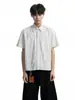 Camisa Versátil de Estilo Nuevo Juvenil Retro Americano con Rayas Verticales y Cuello de Solapa de Manga Corta para Hombre Camisa Holgada de Verano para Viajar al Trabajo para Hombre
