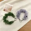 Goma para el pelo plisada de malla con lunares de burbuja, correa de muñeca, cordón para teléfono, bolsa fresca y versátil, llavero para coche