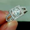 Cao Shi LAZADA best-seller novo requintado quadrado redondo diamante anel de zircão mulheres fabricantes de jóias de alta qualidade atacado