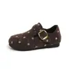 Zapatos de piel de lunares estilo francés para niña, estilo Birkenstock, nueva colección otoño 2026, mocasines de punta baja para bebé, disponibles para dropshipping