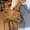 Bolsa de Piel Genuina al por Mayor, Bolso Cruzado para Mujer de Piel de Vaca de Primera Capa con Bloques de Color, Bolso de Mano Boston, Bolso con Almohadilla para el Hombro, Bolso Boston