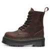 Botas de Motocicleta de 8 Ojales con Suela Gruesa de Primera Capa Transfronterizas para Mujer 1460 Cierre Lateral Rojo Crazy Horse Botines de Cuero Genuino Suela de Plataforma Ropa de Trabajo