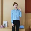 Camisa Blanca para Mujer de Manga Larga Estilo Coreano Ropa de Trabajo Profesional Ajustada Ropa de Trabajo Talla Grande Camisa Fresca y Dulce para Estudiantes Top para Mujer