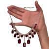 Collar elegante de cristal con rubí retro francés, diseño de nicho de alta gama, cadena de clavícula estilo puerto de corte para mujer