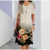 2026Y2 Aliexpress Verano Más Vendido Floral Estampado Digital 3D Moda Casual Talla Grande para Mujer Vestido de Cuello Redondo