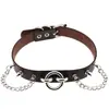 Comercio electrónico transfronterizo fuente Europa y Estados Unidos original nuevo punk remache exagerado cadena de anillo O grande collar de cuero PU