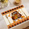 Temu Nuevo Festival de Otoño Celebra la Decoración de Acción de Gracias con Mantel Individual de Lino Estampado Floral de Calabaza Aislante Impermeable