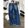 Calça Jeans Reta Rasgada para Mulheres, Estilo Fino de Verão, Novo 2026 Cintura Alta, Caimento Solto, Emagrecimento para Figuras Baixas, Calça Pantalona Cropped