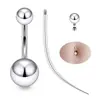 Anillo para Ombligo de Titanio G23 Zhenping con Rosca Interna, Doble Extremo de Bola, Barra Curva F136, Piercing de Espiral Externa