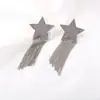 Brincos de Franja Estrela de Cinco Pontas Estilo Xin Zhilei Brincos Longos Estrela Elegantes Famosos da Internet para Mulheres