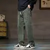 Pantalones de trabajo de algodón puro para hombre, marca de moda, estilo fino para primavera y otoño, estilo americano de calle, pantalones casuales holgados rectos de pierna ancha para hombre