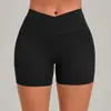 Shorts de yoga transfronterizos sin costuras de cintura alta con cinturilla cruzada, pantalones de yoga ajustados para correr y ciclismo al aire libre 9355