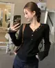 Camiseta de punto con cuello de encaje para mujer, nuevo diseño para primavera y otoño, suéter ajustado para usar por dentro o por fuera