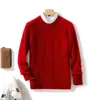 Novo suéter masculino 100% lã pura para outono e inverno, tamanho grande, blusa de malha de lã solta para uso profissional