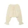 Top de Moda Elegante para Mujer Estilo Europeo y Americano Transfronterizo 2026 Venta al por Mayor Holgado Fruncido Mangas de Linterna 1342405