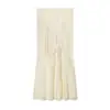 Saia Longa Estilo Desejo Puro Cintura Alta Renda Patchwork Cetim de Seda Slim Fit Cauda de Peixe para Mulheres 5919212