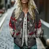 Sudadera de Algodón Acolchada para Mujer Estilo Nuevo 2025 Cuello Alto Floral Retro Rayas Otoño e Invierno Botones Sudadera para Mujer