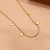 Joyería de Colgante de Acero de Titanio Simple Estrella de Amor y Luna Transfronteriza Colgante de Mariposa Estrella de Seis Puntas que Conserva el Color de Acero Inoxidable Europeo y Americano