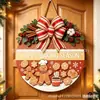 Letrero de puerta de madera impreso para productos nuevos transfronterizos, letrero redondo de bienvenida, colgante decorativo para puerta de Halloween de comercio exterior para Amazon