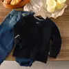 Camiseta de Primavera y Otoño para Niños Estilo Terciopelo Alemán Nueva Estampada Manga Larga Holgada Letra Base para Niña Niño Top