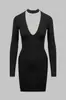 Vestido Bodycon Preto de Verão com Decote V Profundo e Recortes, Zíper Frontal e Traseiro e Design de Costas Abertas, Estilo Festa Noturna para Mulheres Transfronteiriço