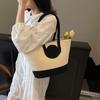 Bolsa de Ombro Tecida com Corda de Algodão de Grande Capacidade para o Dia a Dia 2025 Nova Moda Casual para Praia Férias Bolsa Tote Portátil