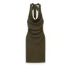 Para Comércio Exterior Transfronteiriço Roupas Femininas 2026 Novo Francês Retrô Redutor de Idade Sexy Fluido Decote Halter Costas Nuas Bodycon Vestido