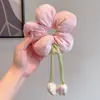 O Dia de Ano Novo das Meninas é cheio de flores de tulipa elástico de cabelo de cólon grande parte de trás da cabeça cabeça redonda elástico de cabelo de flor macio tridimensional adorável