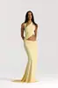 Vestido ajustado, ceñido al cuerpo, largo hasta el suelo, sexy y elegante, con espalda descubierta, cuello halter, escote en V pronunciado y falda larga, moda transfronteriza