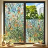 Pegatina de Vidrio Colorida Retro Translúcida Opaca Floral para Ventana Puerta de Baño Película de Privacidad Anti-Miradas