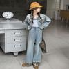 Meninas net vermelho frito rua terno primavera 2025 novo estilo ocidental infantil moda infantil roupas meninas Denim conjunto de duas peças