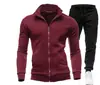 Novo Moletom Esportivo Masculino com Zíper e Gola Alta Jaqueta Moletom Masculino Cor Sólida Cardigan Calça Longa Conjunto Casual Esportivo