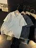 Camisa Polo de Alta Gama Camiseta de Manga Corta para Hombre Verano Holgada Estilo Coreano Moderna Waffle Cuello Camisa Pulóver de Media Manga
