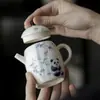 Tetera Panda Pintada a Mano Qingji Cerámica Kung Fu Juego de Té Hogareño Azul y Blanco Tetera Individual con Filtro de Agujero de Bola