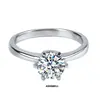 Anel de moissanita moda europeia e americana 3 quilates cor D anel de diamante de proposta S925 prata anel clássico de seis garras temperamento atacado