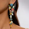 Brincos de tachinha de prata de luxo europeus e americanos com borlas florais cravejadas de diamantes, brincos de luxo leve de alta qualidade, brincos de design moderno atacado