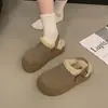 Zapatos Birkenstock para mujer 2026 invierno sin cordones felpa cálidos sin talón punta cerrada media zapatilla zapatos de algodón suela gruesa zapatos peludos para mujer