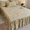 Falda de cama de algodón puro engrosada, fresca y simple, pieza única, sábana bajera antideslizante, funda protectora para colchón, funda de algodón puro cepillado Simmons
