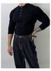 Camisa polo ajustada vintage británica, suéter con solapa a rayas cortavientos para hombre, otoño e invierno, manga larga para jóvenes, primavera y otoño para hombre.