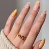 Unhas Postiças Premium Vestíveis Estilo Clássico Francês Unhas Ovais Longas Item Quente Transfronteiriço Pontas de Unha com Glitter Dourado Atacado