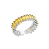 Anillo Geométrico de Zirconia Cúbica de Colores Chapado en Oro de 18K Estilo Lujo Ligero Vintage Anillo de Cristal Retro Artístico