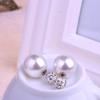E347 Versión coreana del mismo estilo aretes de pimienta aretes de perlas de doble cara nuevos aretes de caramelo de bola redonda con diamantes completos lote