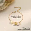 Pulsera Transfronteriza Europea y Americana Nueva de Acero Inoxidable con Concha de Perla Natural y Acero de Titanio Diseño de Nicho Estilo Vacacional Joyería al por Mayor