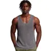 Colete de Tricô Vazado Masculino Estilo Europeu e Americano Verão Solto Respirável Top Esportivo Fitness Roupas Masculinas Transfronteiriças Sj0111
