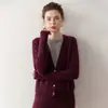 Camiseta de punto coreana con bloques de color 100% cachemira pura para mujer, Suéter de moda con efecto de dos piezas adelgazante, Para usar por dentro y por fuera