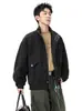 Chaqueta de Patchwork Desestructurada con Cuello Alto de Marca Nueva y de Moda Estilo Americano para Hombres y Mujeres, Ropa Exterior Casual Versátil de Moda Suelta Retro