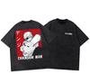 Camiseta vintage lavada Anime Camiseta nova Hip Hop solta Sudeste Asiático Shopee Cross-border Manga curta Roupas femininas Atacado