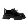 Nuevos Zapatos Pequeños de Cuero con Suela Gruesa para Otoño e Invierno 2024 para Mujer, Puntera Redonda, Mocasines de Estilo Británico, Zapatos Mary Jane con Cordones Aumentados